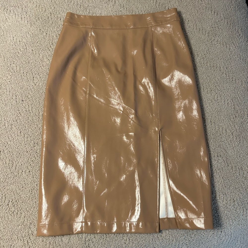 Leather midi skirt